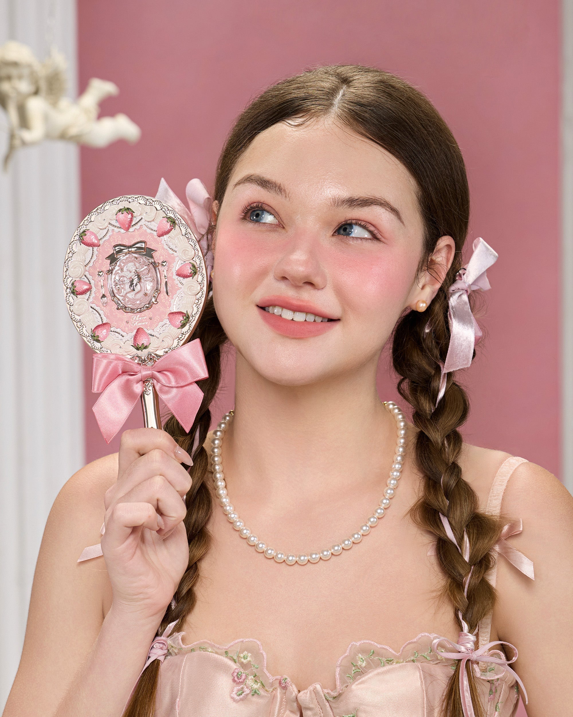 Strawberry Cupid Hand Mirror
