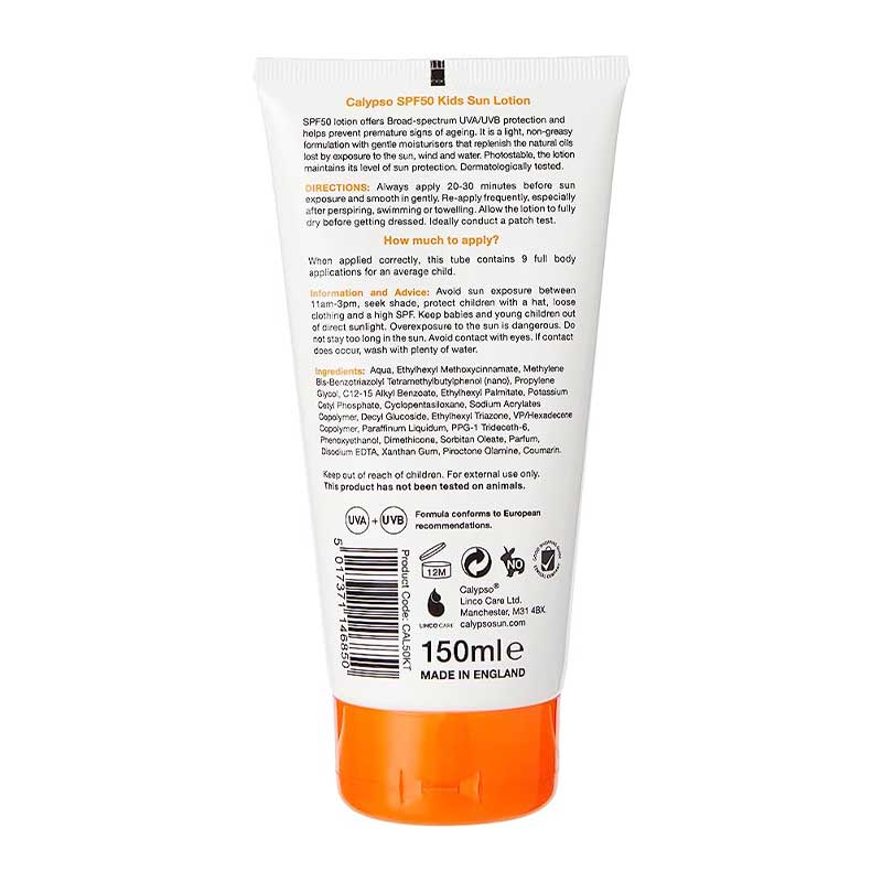 Kids Water Resistant SPF 50 Sun Lotion by Calypso