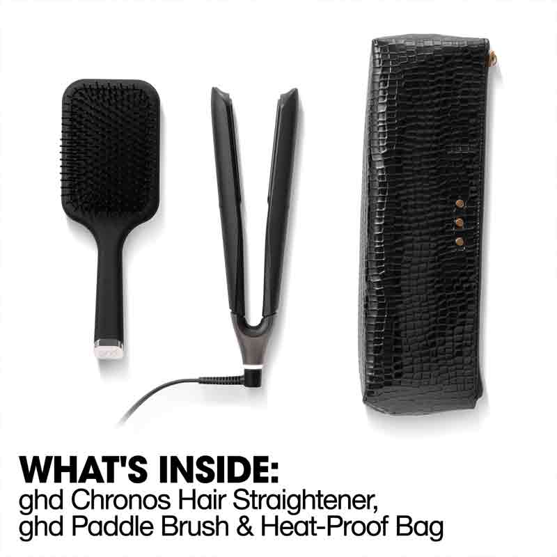 Chronos Styler Black Gift Set With Paddle Brush & Bag by ghd