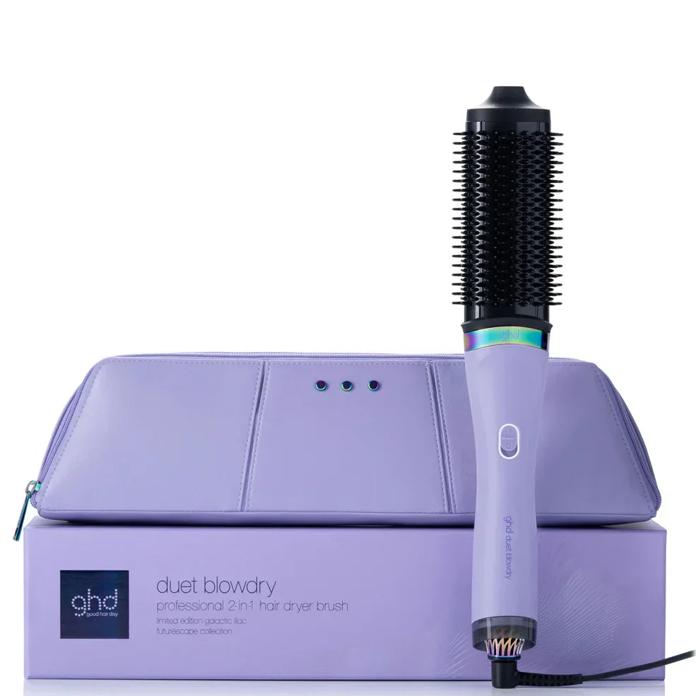 ghd Duet Blowdry Limited Edition Hair Dryer Brush in Galactic Lilac with Matching Heat-Resistant Bag & Mat