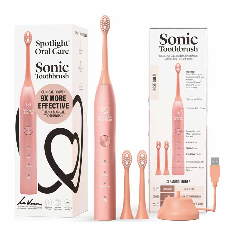 Rose Gold Sonic Toothbrush by Spotlight Oral Care